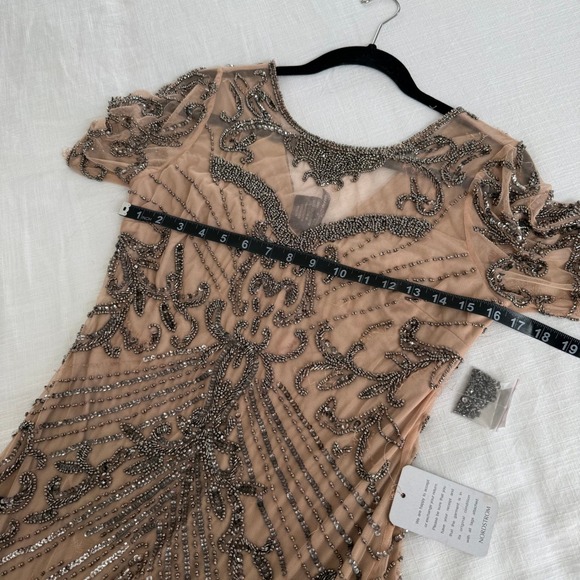 Pisarro Nights Beaded V Neck Short Sleeve Maxi Dress Formal Evening Gown Size 8 - Picture 9 of 9